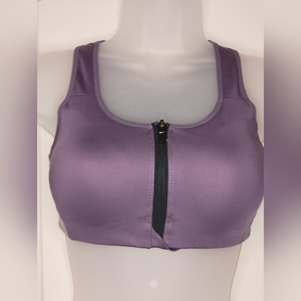 NIKE Dri Fit Purple S Athletic High Support Zippered Sports‎ Bra (#1,062)